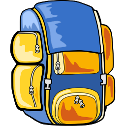 Download free yellow blue bag back backpack icon